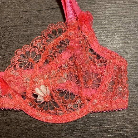 Victoria’s Secret VS For Love and Lemons Daisy Bra Hot Neon Pink ~ size S Small - Picture 4 of 12